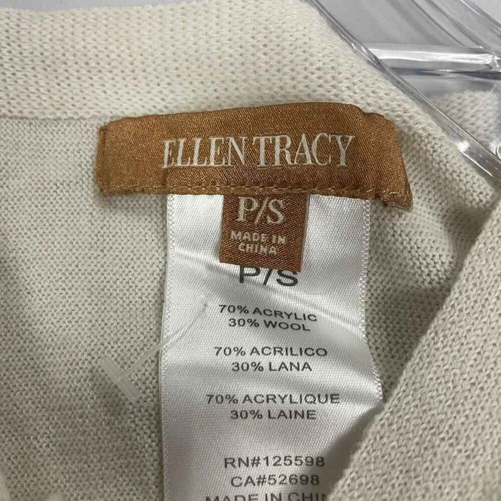 Ellen Tracy Womens Poncho Sweater Wool Blend Pullover Striped Size Small